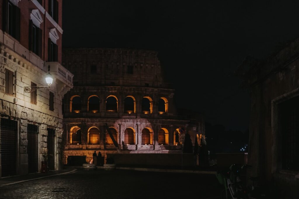 colosseum interior early morning tour light