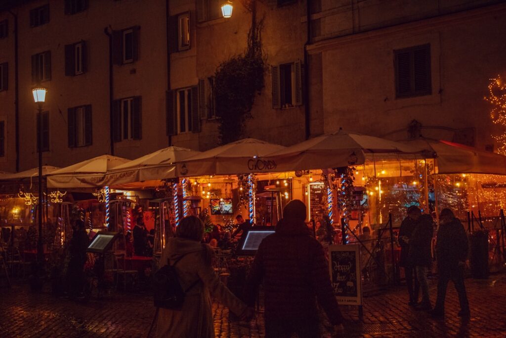 trastevere street food stall at night