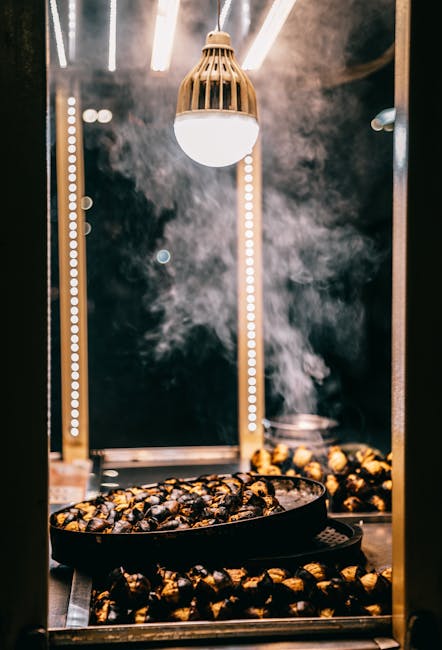 mercato centrale rome chestnut vendor under lamp