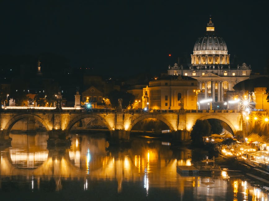 tiber river night reflections trastevere