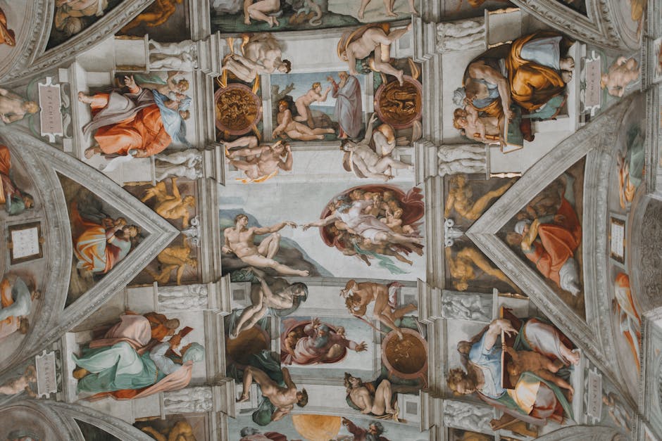 sistine chapel ceiling fresco creation of adam detail