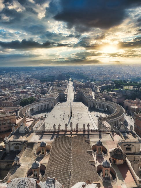 st peters dome view rome sunrise