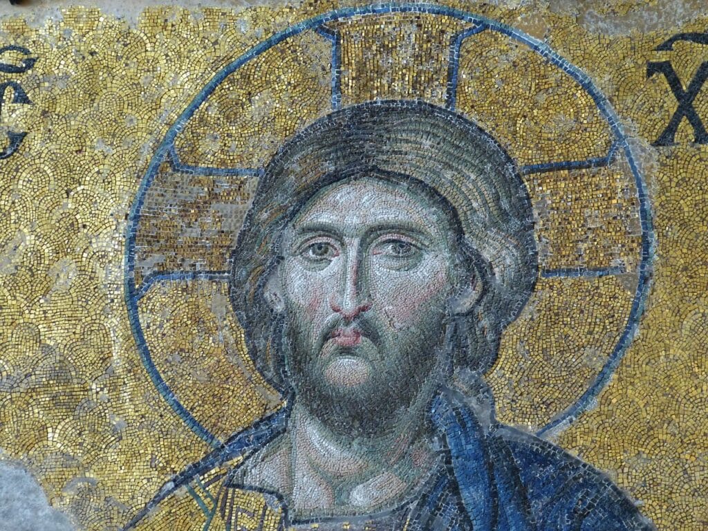 santa prassede golden byzantine mosaic close up