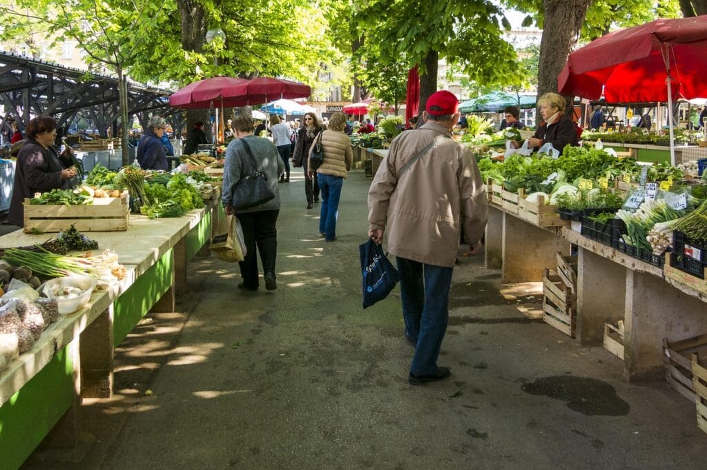 piazza testaccio open air market vegetable stall