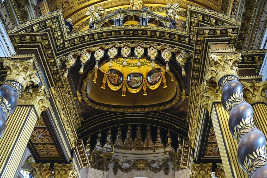 Altar and baldachin detail inside St. Peter's Basilica
