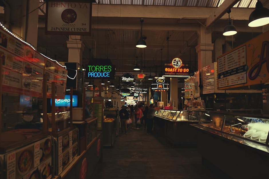 Mercato Centrale interior with industrial food stalls